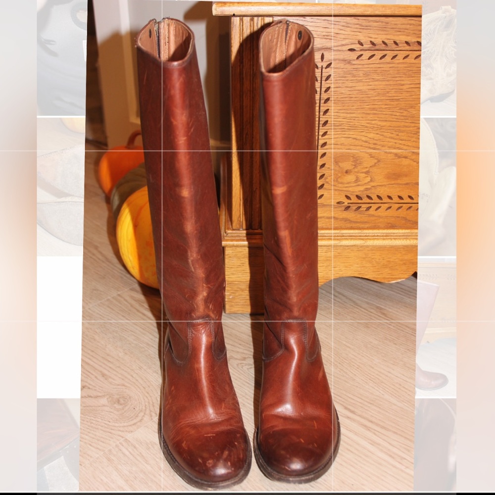 Frye Melissa Button Back Zip Leather 3471368 cognac Boots zise 8.5B RETAIL $340